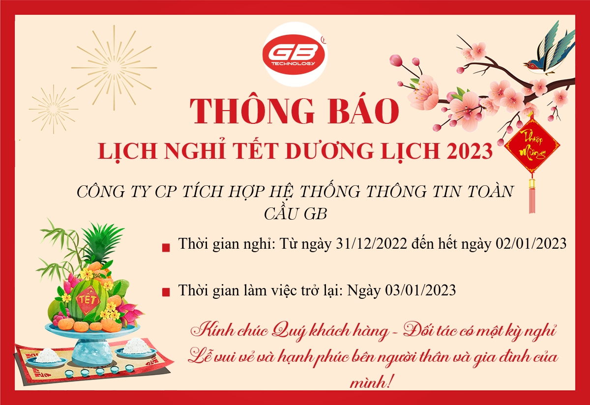 THÔNG BÁO LỊCH NGHỈ TẾT DƯƠNG LỊCH 2023